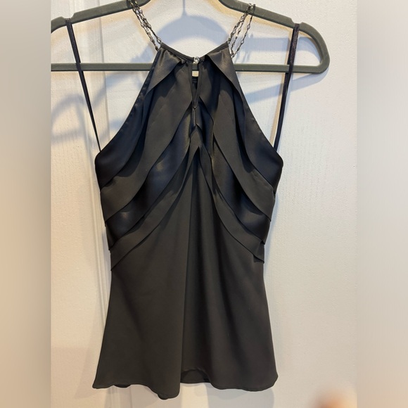 HOW AND WEN Silk Satin Camisole Top Sequin Beaded Embellishments Size 6 Dk Gray - Picture 3 of 9